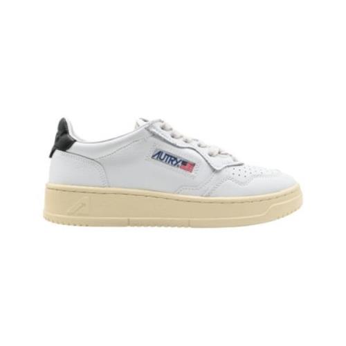 Autry Låga Lädersneakers i Vit Svart White, Dam