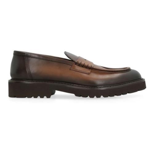 Doucal's Klassiska Läderloafers med Penny Bar Brown, Herr