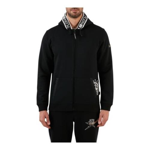 Plein Sport Dragkedja Hoodie - Svart Bomullströja Black, Herr