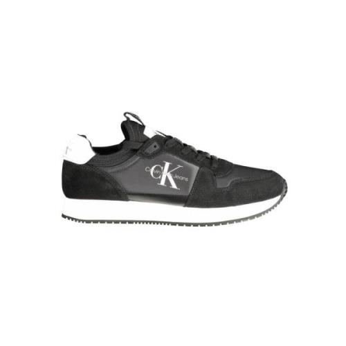 Calvin Klein Svart Polyester Sneaker med Kontrastdetaljer Black, Herr