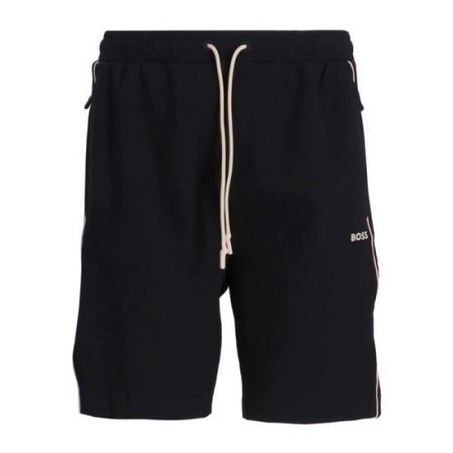 Hugo Boss Svarta Bomullsshorts - Rak passform Black, Herr