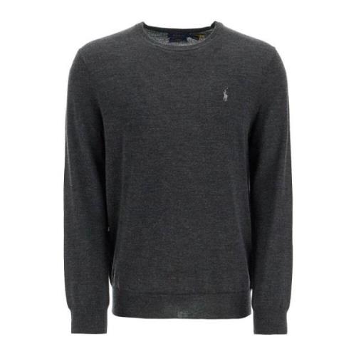 Polo Ralph Lauren Broderad Crewneck Ulltröja Gray, Herr