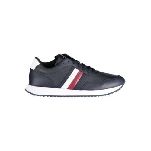 Tommy Hilfiger Blå Polyester Sneaker med Kontrastdetaljer Blue, Herr