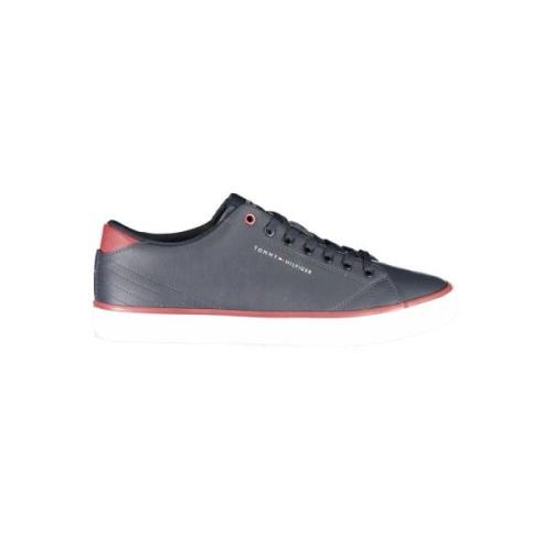 Tommy Hilfiger Blå Polyester Sneaker med Kontrastdetaljer Blue, Herr