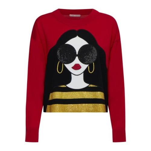 Alice + Olivia Stace Face Pullover Sweaters Red, Dam