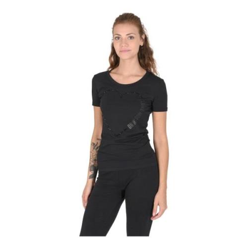 Love Moschino Svart Bomullsblandning T-shirt Black, Dam