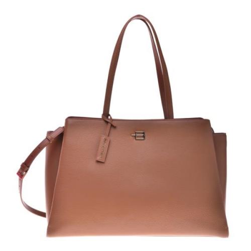 Baldinini Tote bag in tumbled leather Brown, Dam