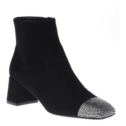 Baldinini Ankle boots in black suede with rhinestones Black, Dam