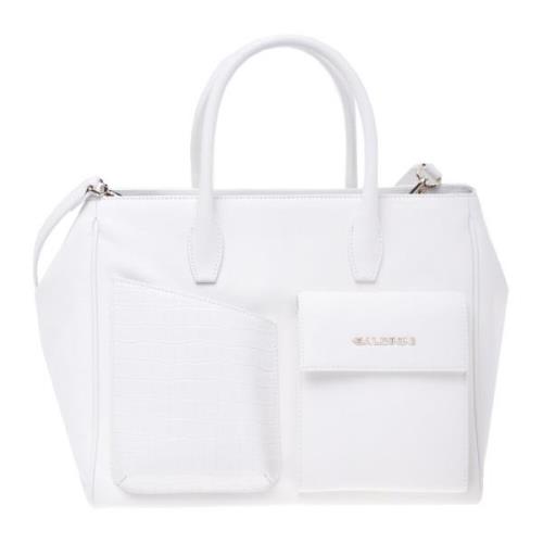 Baldinini Handbag in white leather with crocodile print White, Dam