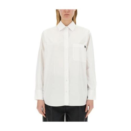 Maison Kitsuné Logoskjorta i Bomull Casual Fit White, Dam