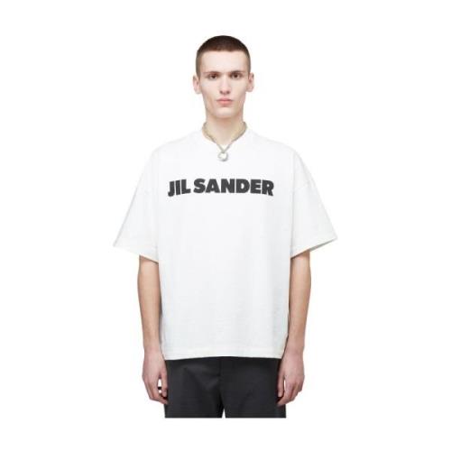 Jil Sander Lyxig Smiley Hotel Print T-Shirt White, Herr