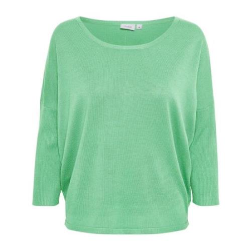 Saint Tropez Grön R-Neck Pullover Tröja Green, Dam