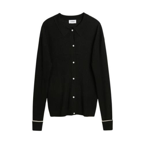 Soulland Räfflad Långärmad Pikétröja Black, Unisex