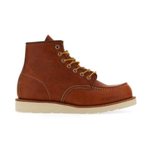 Red Wing Shoes Läder Snörstövlar med Moc Toe Brown, Herr