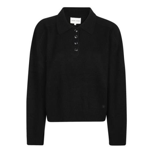 Loulou Studio Klassisk Polo Tröja Black, Dam