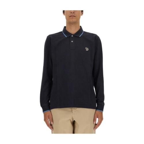 PS By Paul Smith Zebra Patch Polo Shirt Blue, Herr