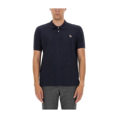 PS By Paul Smith Zebra Patch Polo Shirt Blue, Herr