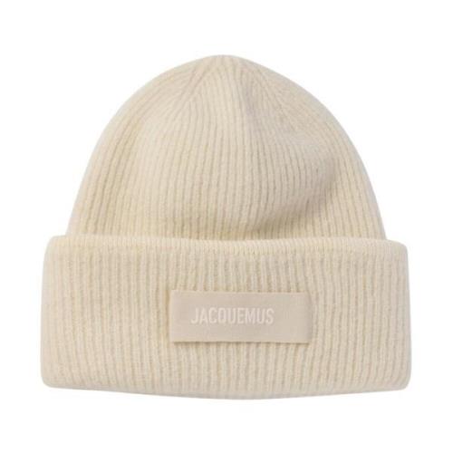 Jacquemus Vit Vinter Ullblandning Beanie Beige, Unisex