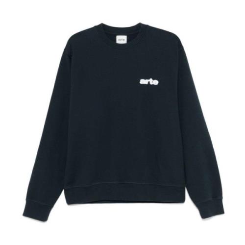 Arte Antwerp Navy Sweatshirt med Blur Flower Design Blue, Herr