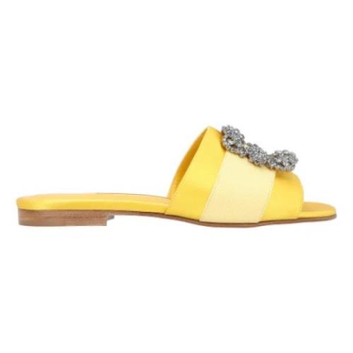 Manolo Blahnik Canvas lgskor Yellow, Dam