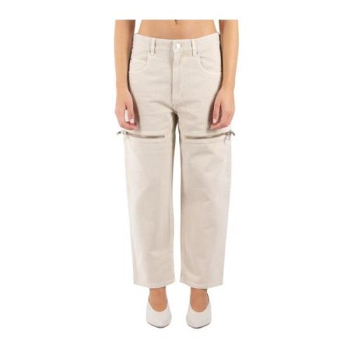 Isabel Marant Étoile Ivory Straight Leg Pants White, Dam