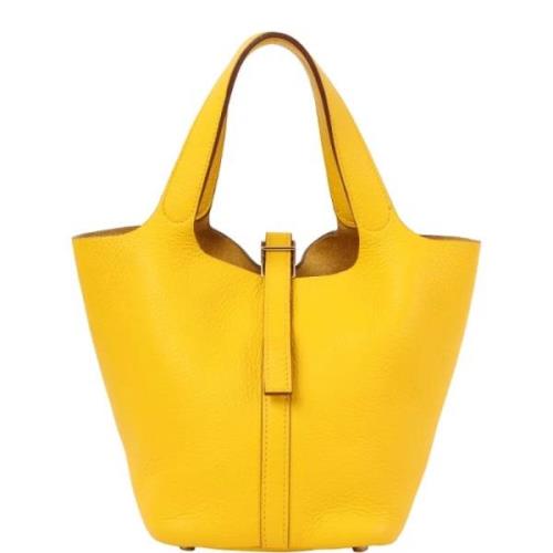 Hermès Vintage Pre-owned Canvas handvskor Yellow, Dam