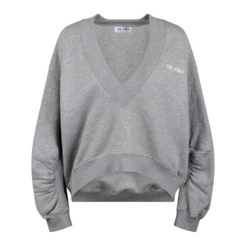 The Attico Logo-gummibelagd bomulls sweatshirt med V-ringning Gray, Da...