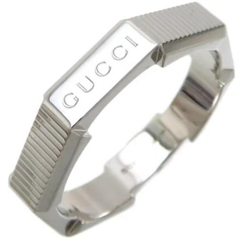 Gucci Vintage Pre-owned Vitt guld ringar Gray, Herr