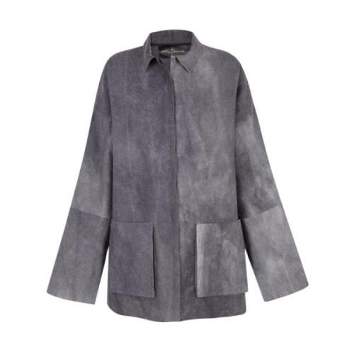 Cortana Rocco, overshirt i linne och ren ull lila mélange Gray, Dam