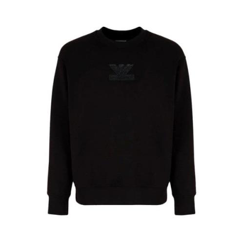 Armani Svart Logosweatshirt Rund Hals Långärmad Black, Herr