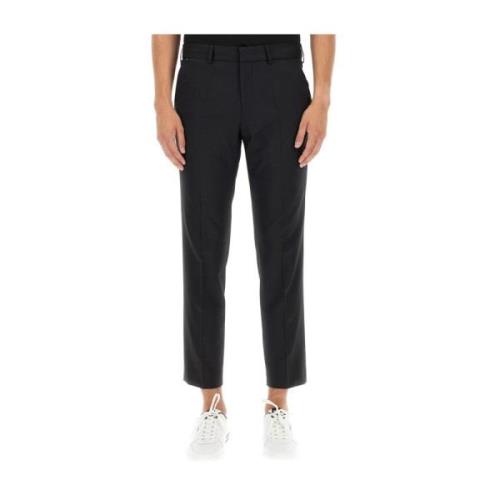 Boss Slim Fit Cropped Trousers Black, Herr