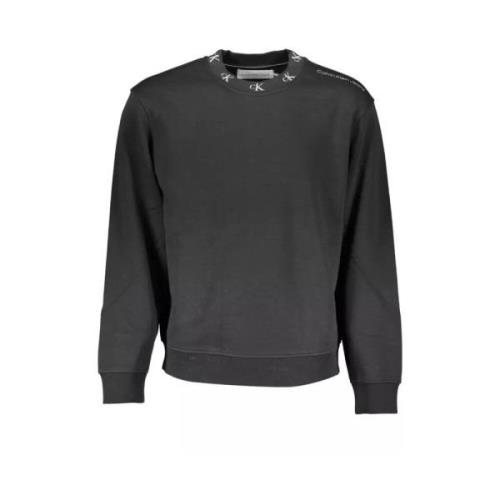 Calvin Klein Kontrast Rund Hals Sweatshirt Black, Herr