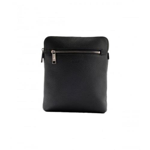 Hugo Boss Italienskt läder messenger väska höj stil Black, Herr