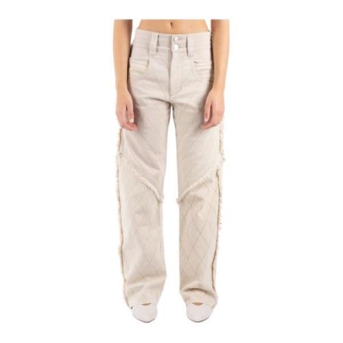 Isabel Marant Ivory Straight Pants Uppdatera Garderob White, Dam