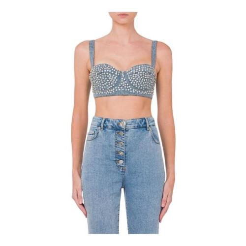 Moschino Elegant Ärmlös Topp Blue, Dam