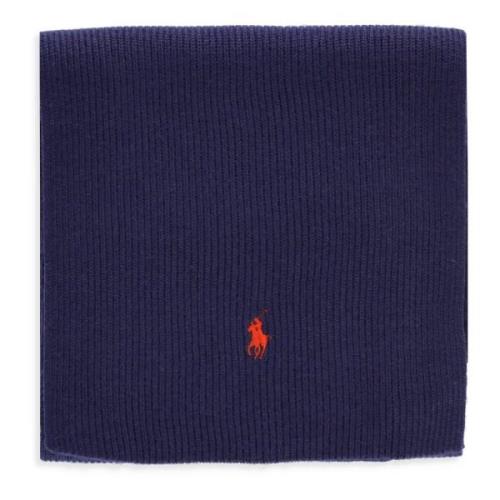 Ralph Lauren Blå ullmanschal med ikoniskt Pony-broderi Blue, Herr