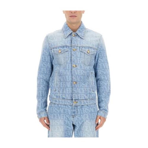 Versace Stilig Denimjacka för Män Blue, Herr