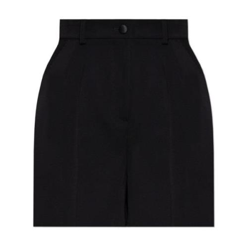 Dolce & Gabbana Ullshorts med satin sidestripor Black, Dam