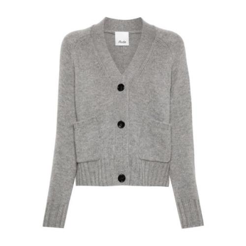 Allude Grå Timberwolf Ribbstickad Cardigan Tröja Gray, Dam