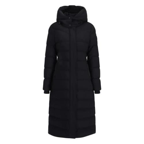 Moose Knuckles Svart Lång Parka med Huva Black, Dam