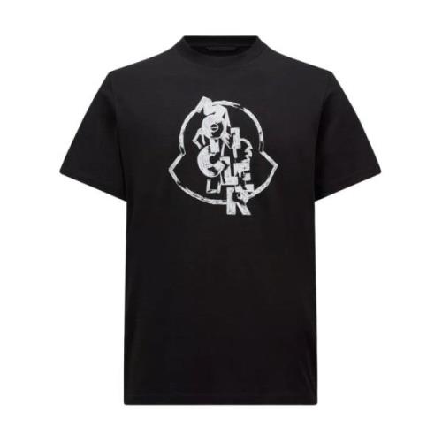 Moncler Text Branding Bomull T-shirt i Olika Färger Black, Herr