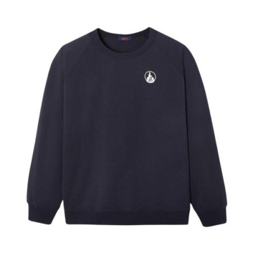 Jott Tryckt Sweatshirt - Blå Rund Hals Blue, Herr