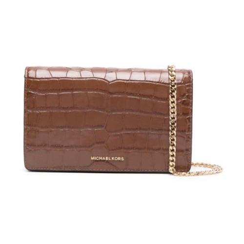 Michael Kors Brun Crossbody Väska Krokodileffekt Magnetisk Stängning B...