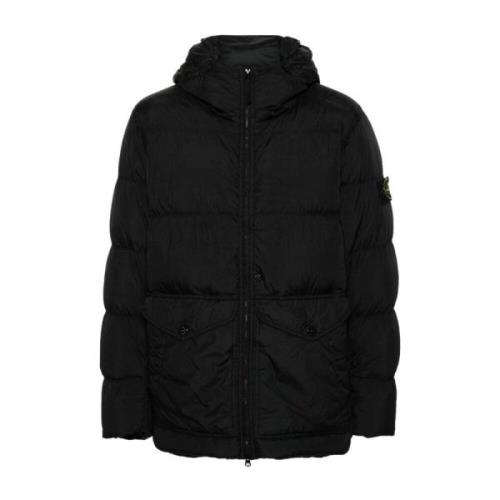 Stone Island Svarta Kappor för Män Black, Herr