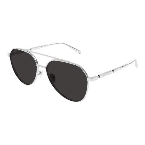 Alexander McQueen Silver/svart metall solglasögon Gray, Herr