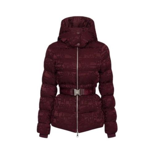 Elisabetta Franchi Bordeaux Dunjacka med Avtagbar Huva Red, Dam