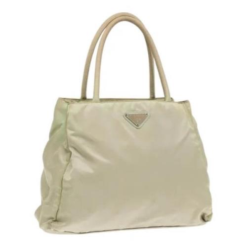 Prada Vintage Pre-owned Nylon handvskor Beige, Dam