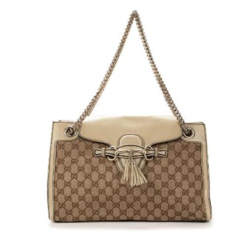 Gucci Vintage Pre-owned Belagd canvas axelremsvskor Beige, Dam