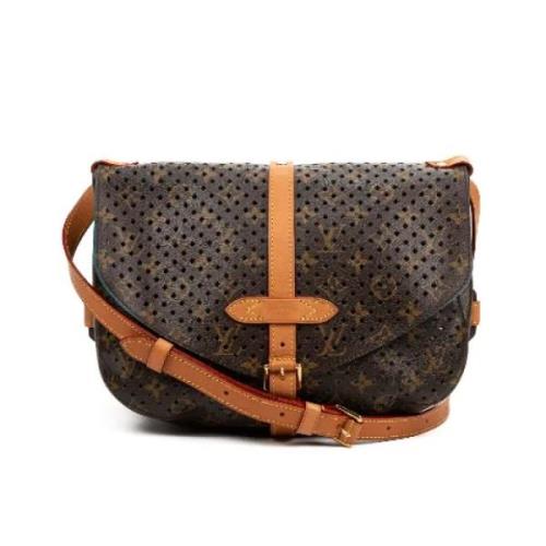 Louis Vuitton Vintage Pre-owned Belagd canvas axelremsvskor Brown, Dam