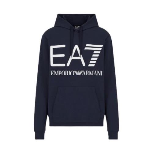 Emporio Armani EA7 Marinblå Hoodie med Frontlogo Blue, Herr